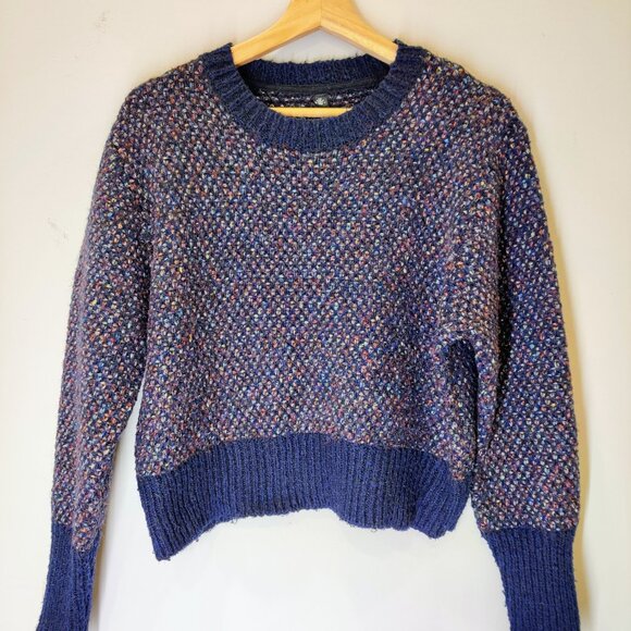 Design Lab Lord & Taylor Comfy Knit Dark Blue Multi-Coloured Sweater Small - Picture 2 of 5